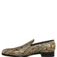 Dolce & Gabbana Gold Brocade Slip On Men Dress Loafers Shoes