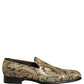 Dolce & Gabbana Gold Brocade Slip On Men Dress Loafers Shoes