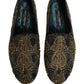 Dolce & Gabbana Black Gold Embellished Dress Loafers Shoes