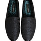 Dolce & Gabbana Blue Jacquard Leather Slip On Loafers Shoes
