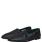 Dolce & Gabbana Blue Jacquard Leather Slip On Loafers Shoes