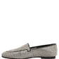 Dolce & Gabbana Silver Crystal Embellished Men Loafers Shoes
