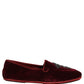 Dolce & Gabbana Red Suede Embellished Men Dress Loafers Shoes