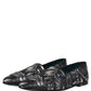 Dolce & Gabbana Black Leaf Embroidery Dress Men Loafers Shoes