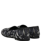 Dolce & Gabbana Black Leaf Embroidery Dress Men Loafers Shoes