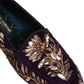 Dolce & Gabbana Violet Velvet Floral Embroidery Loafers Shoes