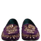 Dolce & Gabbana Violet Velvet Floral Embroidery Loafers Shoes