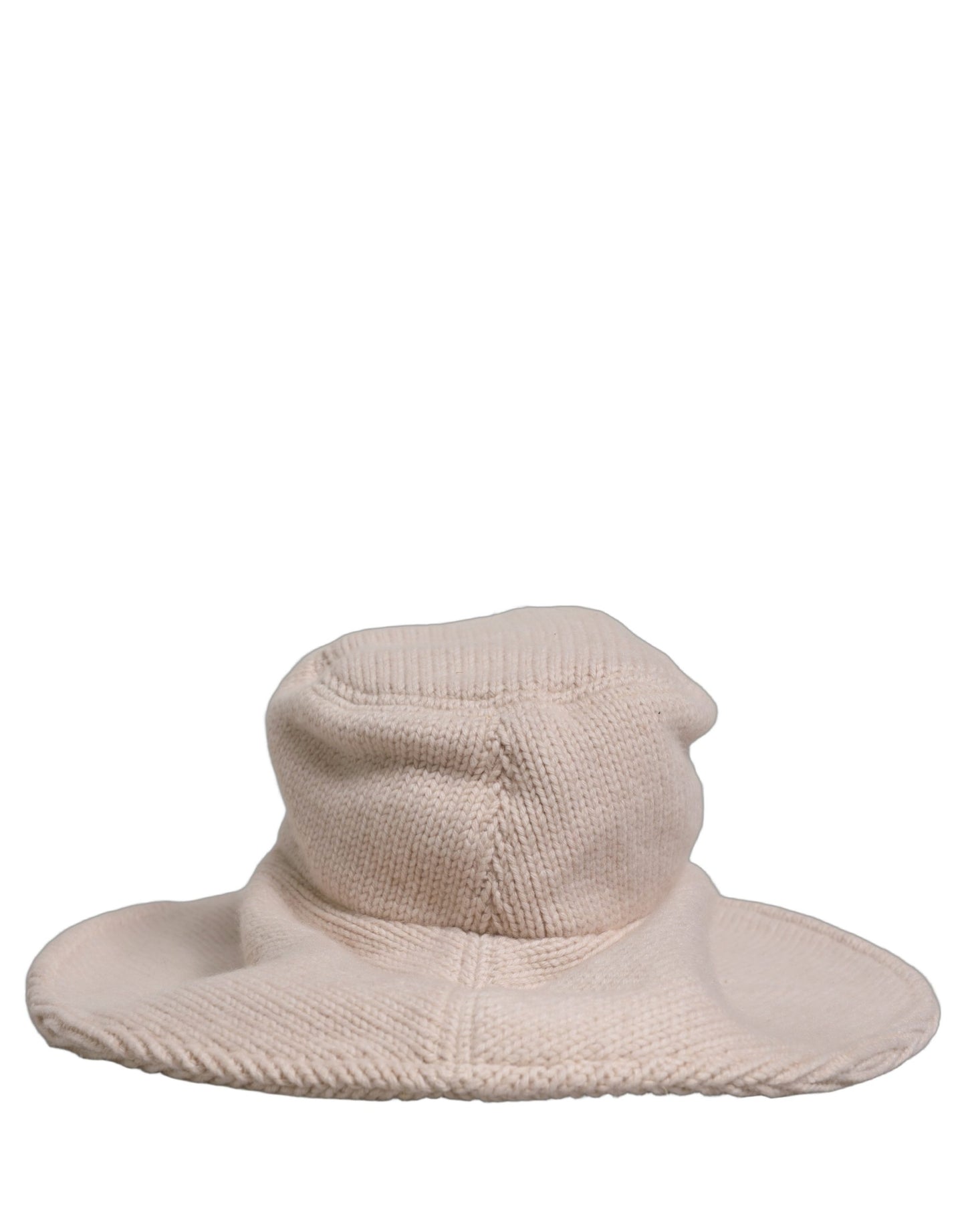 Dolce & Gabbana Women Beige Wool Knit Wide Brim Bucket Capello Hat