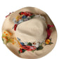 Dolce & Gabbana Women Beige Floral Apllique Straw Bucket Hat