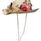 Dolce & Gabbana Women Beige Floral Apllique Straw Bucket Hat