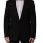 Dolce & Gabbana Black Crystal Embellished Coat Blazer Jacket