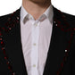 Dolce & Gabbana Black Crystal Embellished Coat Blazer Jacket