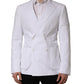 Dolce & Gabbana White Cotton Double Breasted Blazer Jacket