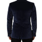 Dolce & Gabbana Blue Velvet Single Breasted Blazer Jacket