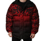 Dolce & Gabbana Red Black Reversible Animal Print Puffer Coat Jacket
