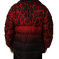 Dolce & Gabbana Red Black Reversible Animal Print Puffer Coat Jacket