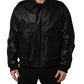 Dolce & Gabbana Black Leather Full Zip Men Biker Jacket