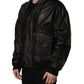 Dolce & Gabbana Black Leather Full Zip Men Biker Jacket