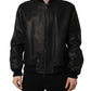 Dolce & Gabbana Black Leather Full Zip Men Biker Jacket