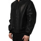 Dolce & Gabbana Black Leather Full Zip Men Biker Jacket