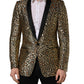 Dolce & Gabbana Gold Leopard Single Breasted Men Coat Jacket