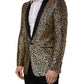 Dolce & Gabbana Gold Leopard Single Breasted Men Coat Jacket