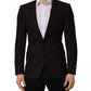 Dolce & Gabbana Brown Wool GOLD Single Breasted Men Jacket