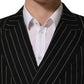 Dolce & Gabbana Black Stripes Wool Double Breasted Jacket