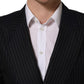 Dolce & Gabbana Black Stripes Wool Double Breasted Jacket