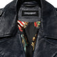 Dolce & Gabbana Black Leather Men Biker Coat Goatskin Jacket