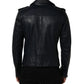 Dolce & Gabbana Black Leather Men Biker Coat Goatskin Jacket