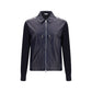 Brunello Cucinelli Blue Calf Leather Bos Taurus Leather Jacket