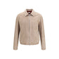 Brunello Cucinelli Beige Calf Leather Bos Taurus Leather Jacket