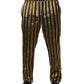 Dolce & Gabbana Gold Black Stripe Satin Tapered Leg Men Pants