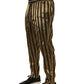 Dolce & Gabbana Gold Black Stripe Satin Tapered Leg Men Pants