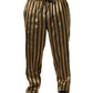 Dolce & Gabbana Gold Black Stripes Satin Tapered Leg Pants