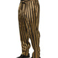 Dolce & Gabbana Gold Black Stripes Satin Tapered Leg Pants