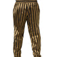 Dolce & Gabbana Gold Black Stripes Satin Tapered Leg Pants
