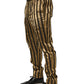 Dolce & Gabbana Gold Black Stripes Satin Tapered Leg Men Pants
