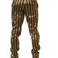 Dolce & Gabbana Gold Black Stripes Satin Tapered Leg Men Pants