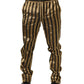 Dolce & Gabbana Gold Black Stripes Satin Tapered Leg Men Pants