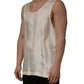Dolce & Gabbana Off White Silk Sleeveless Tank Top T-shirt