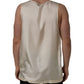 Dolce & Gabbana Off White Silk Sleeveless Tank Top T-shirt
