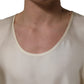 Dolce & Gabbana Off White Silk Sleeveless Tank Top T-shirt