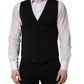 Dolce & Gabbana Black Wool Single Breasted Waistcoat Vest