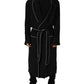 Dolce & Gabbana Black 100% Silk Robe Men Wrap Coat Jacket