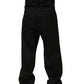 Dolce & Gabbana Black Cotton Straight Leg DressTrouser Pants