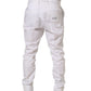 Dolce & Gabbana White Cotton Tapered Leg Dress Trouser Pants