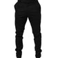 Dolce & Gabbana Black Cotton Tapered Leg Dress Trouser Pants