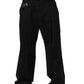 Dolce & Gabbana Black Cotton Straight Leg DressTrouser Pants